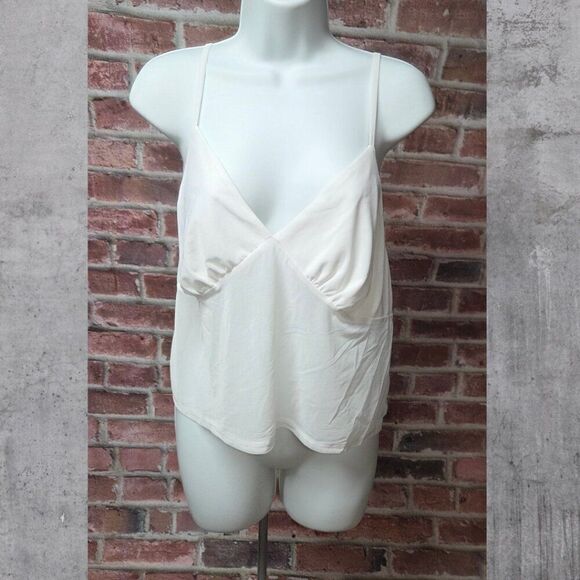Wild Fable White Mesh Cropped Tank Top Large Sweetheart Neck Slim Fit - Picture 1 of 5